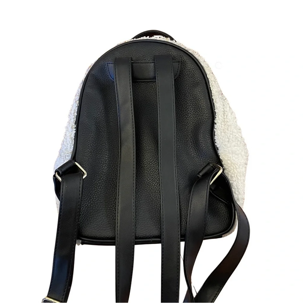 Juicy Couture Juicy Flashback Small Backpack Black Faux Sherpa Crossbody Bag Y2K